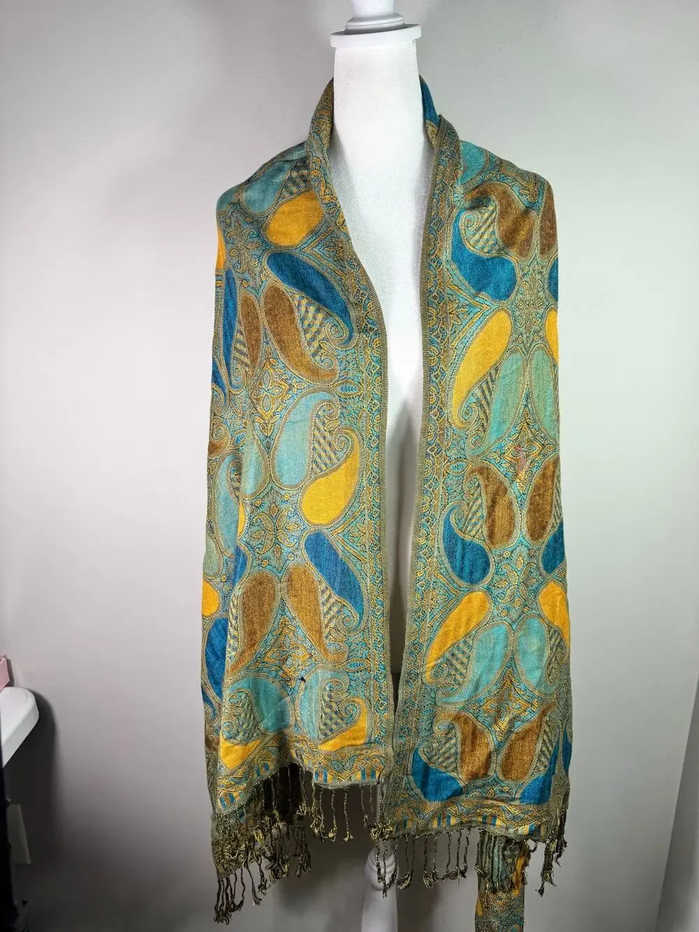 Large 100% Pashmina Scarf Shawl Wrap Fringe Paisley